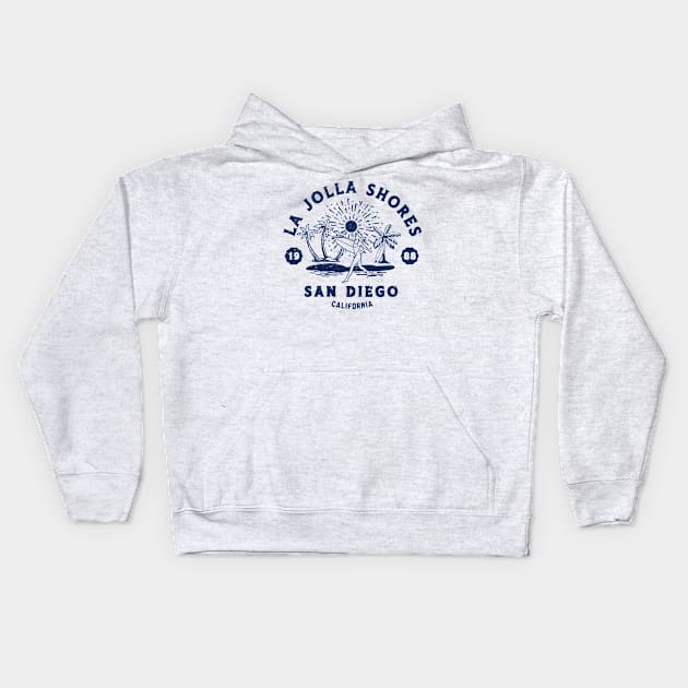 Vintage La Jolla Shores Beach Surfing // Retro California Beach San Diego 1988 Kids Hoodie by Now Boarding